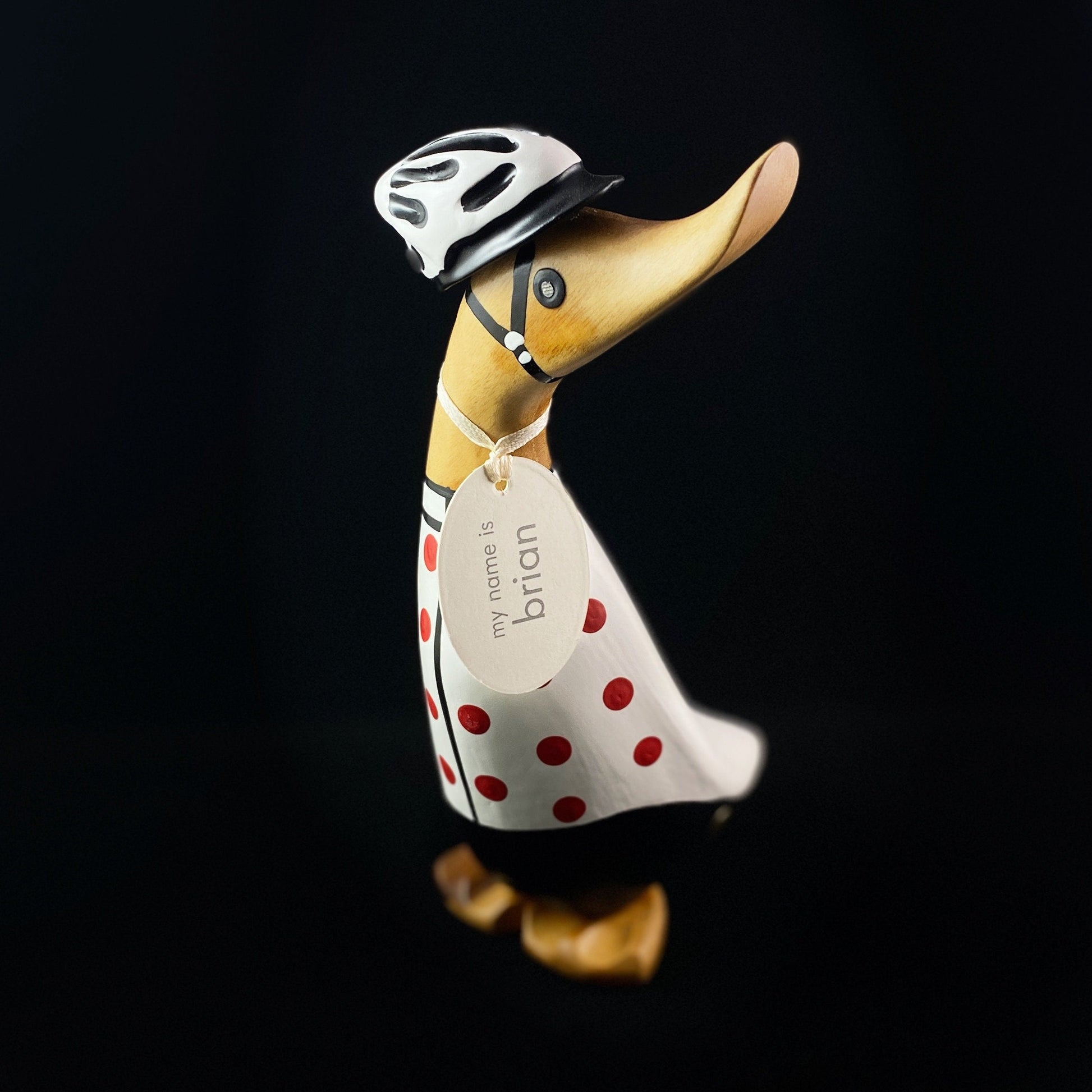 Brian - Bicycle/Biker Hand-carved and Hand-painted Bamboo Duck
