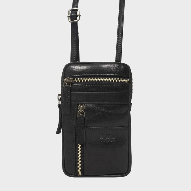 Brooke Black Polished Vegetable Tanned Real Leather Mobile