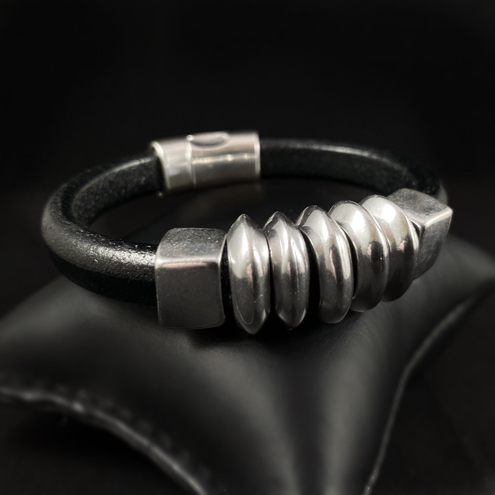 Ceramic Bead Leather Bracelet, Nickel Free