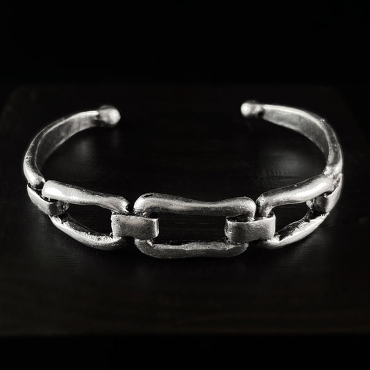 Chain Link Silver Cuff Bracelet, Handmade, Nickel Free