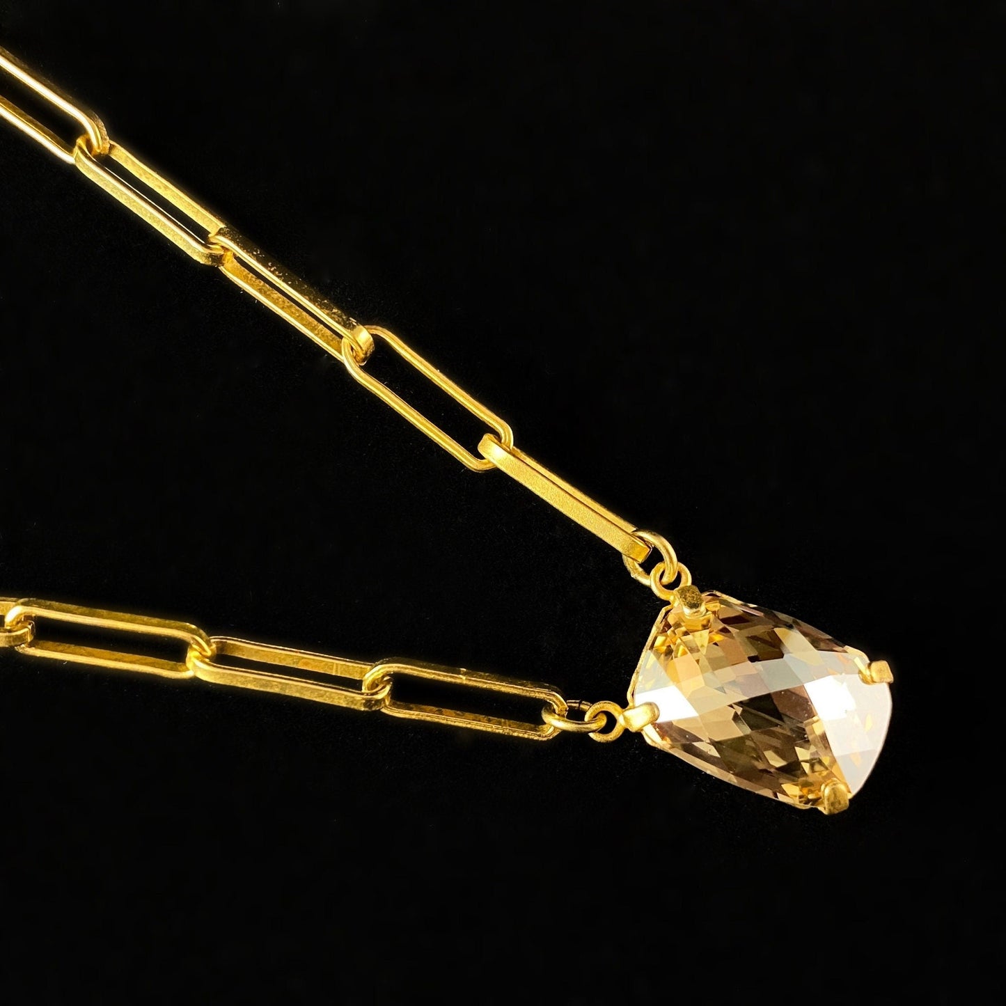 Champagne Rectangle Cut Swarovski Crystal Pendant Necklace - La Vie Parisienne by Catherine Popesco