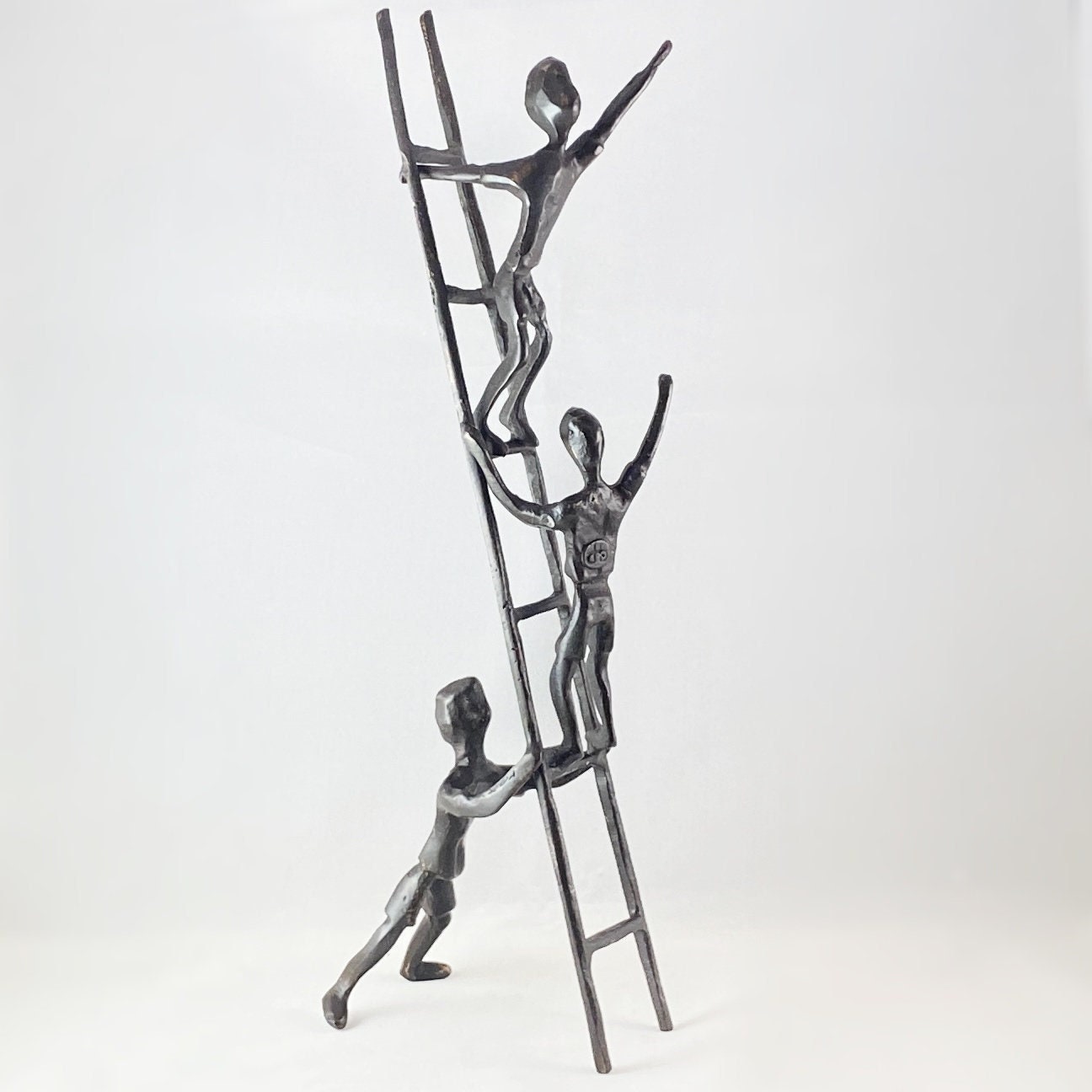 Children on a Ladder Bronze Sculpture - Unique Home Decor