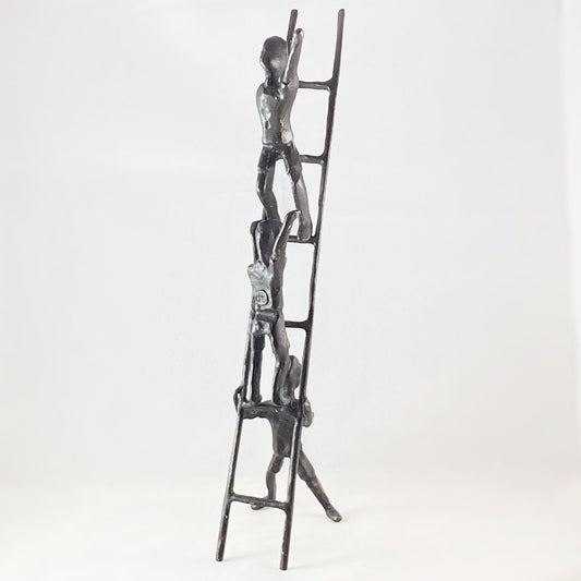 Children on a Ladder Bronze Sculpture - Unique Home Decor