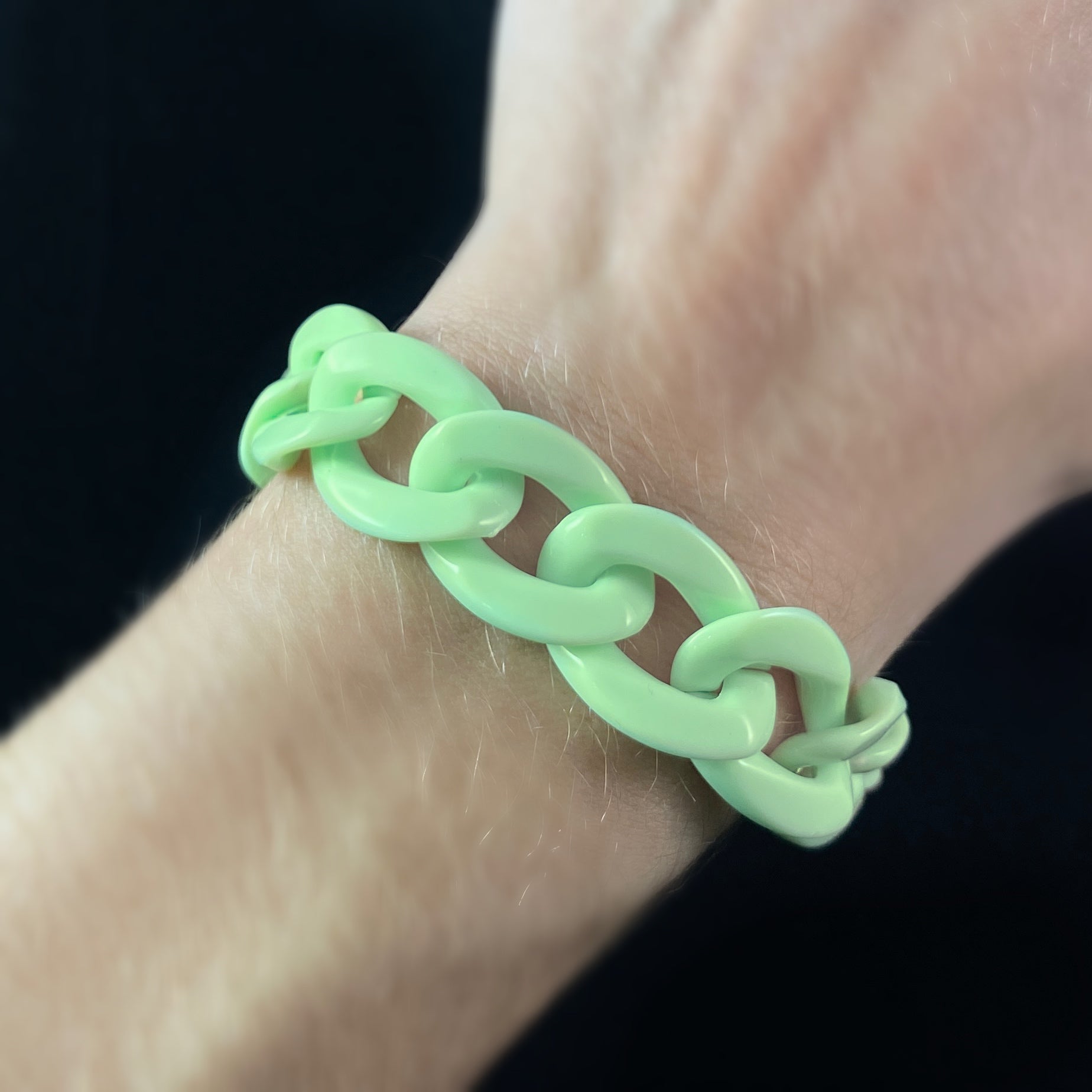 Chunky Chain Link Bracelet - Light Green