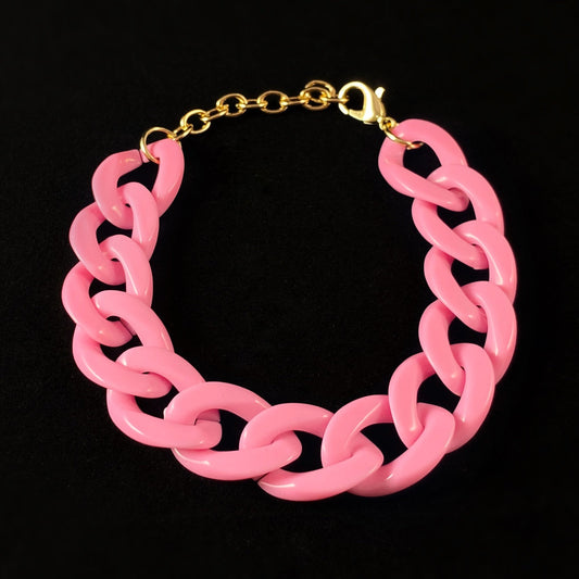 Chunky Chain Link Bracelet - Pink