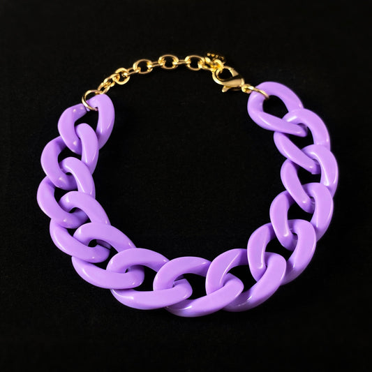 Chunky Chain Link Bracelet - Purple