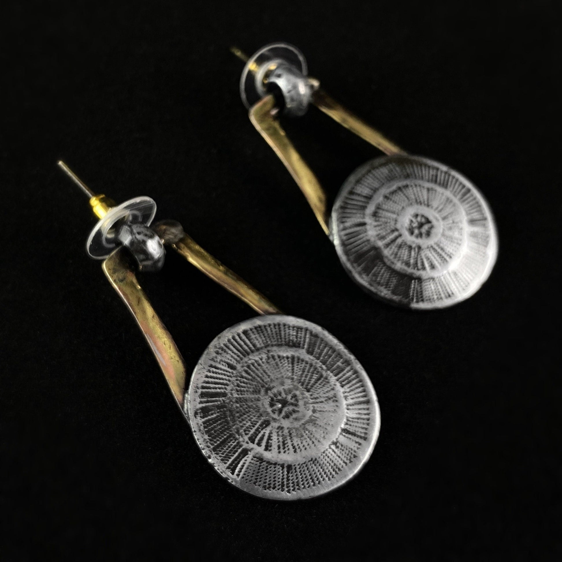 Chunky Gold and Silver Medallion Drop Earrings, Handmade, Nickel Free - Elegant Minimalist Jewelry for Women