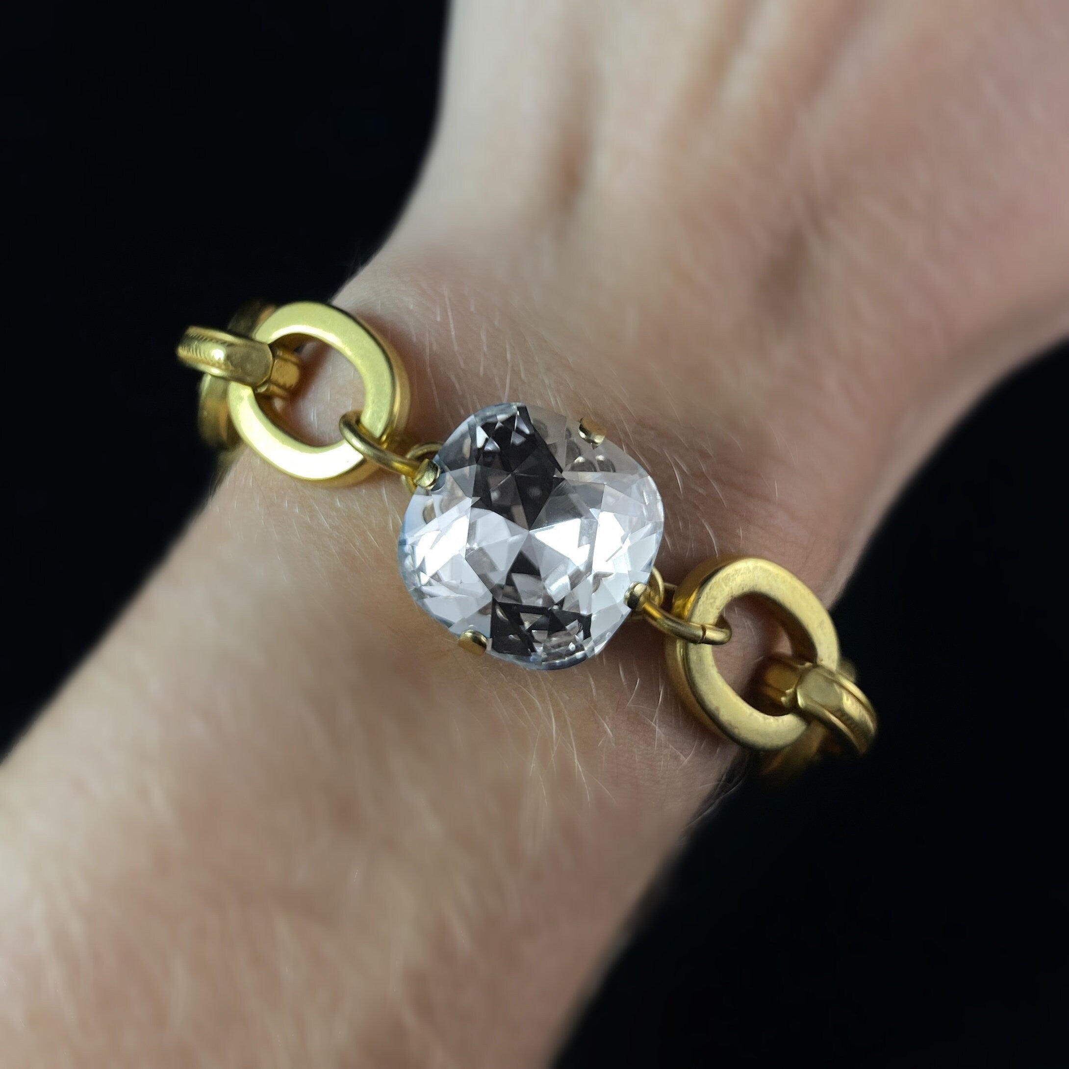 Swarovski Princess|s925 Silver Heart Link Crystal Bracelet For Women -  Trendy Jewelry Gift