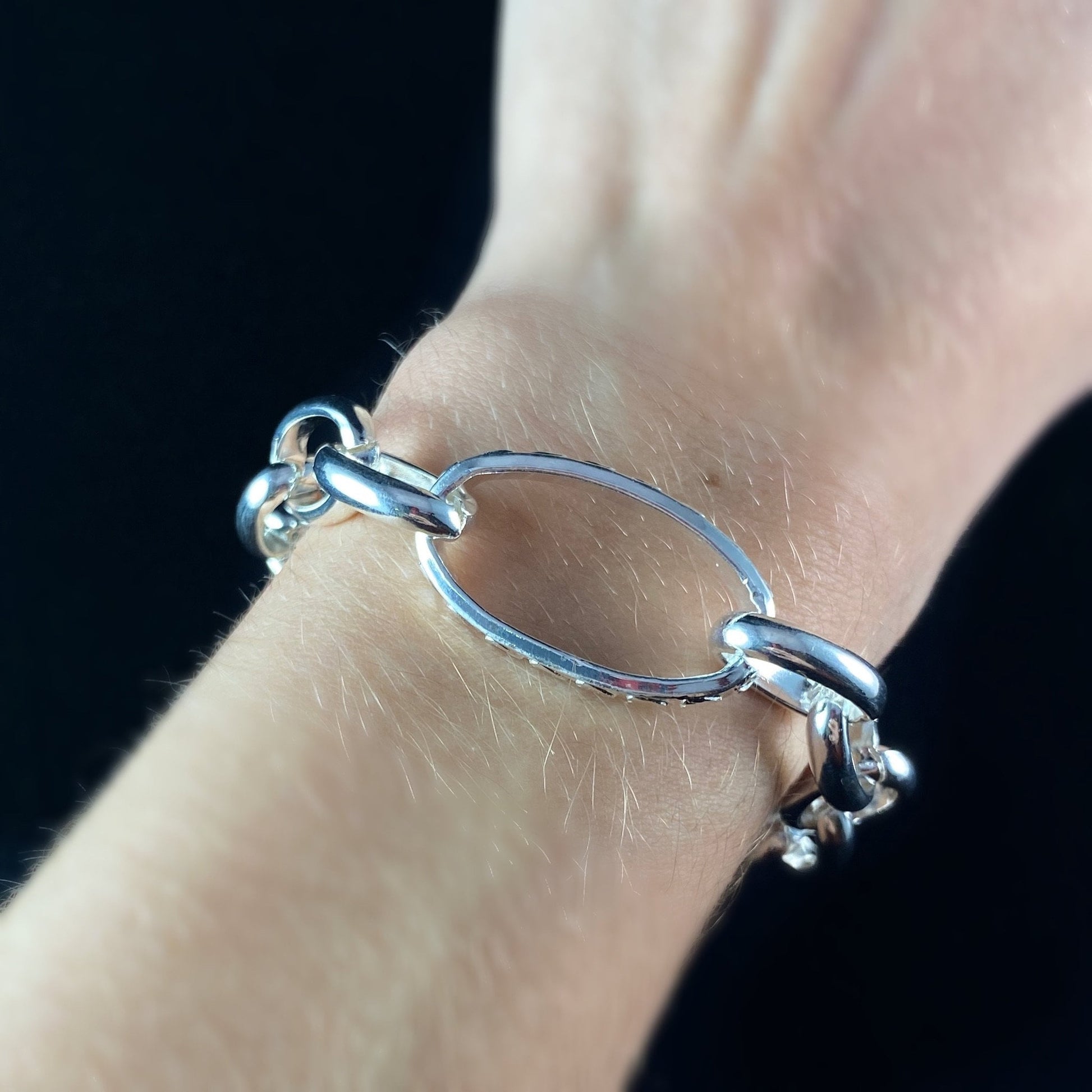 Chunky Silver Chain Bracelet with Tiny Heart Detailing - Handmade Nickel Free Ulla Jewelry