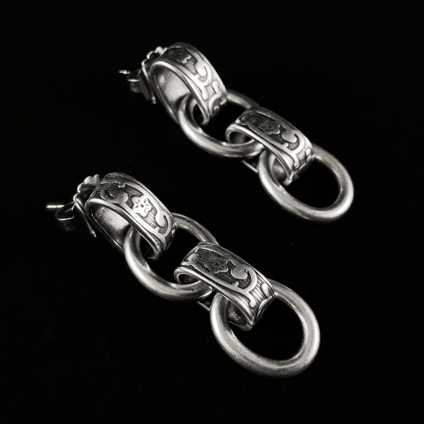 Chunky Silver Chain Earrings - La Vie Parisienne by Catherine Popesco