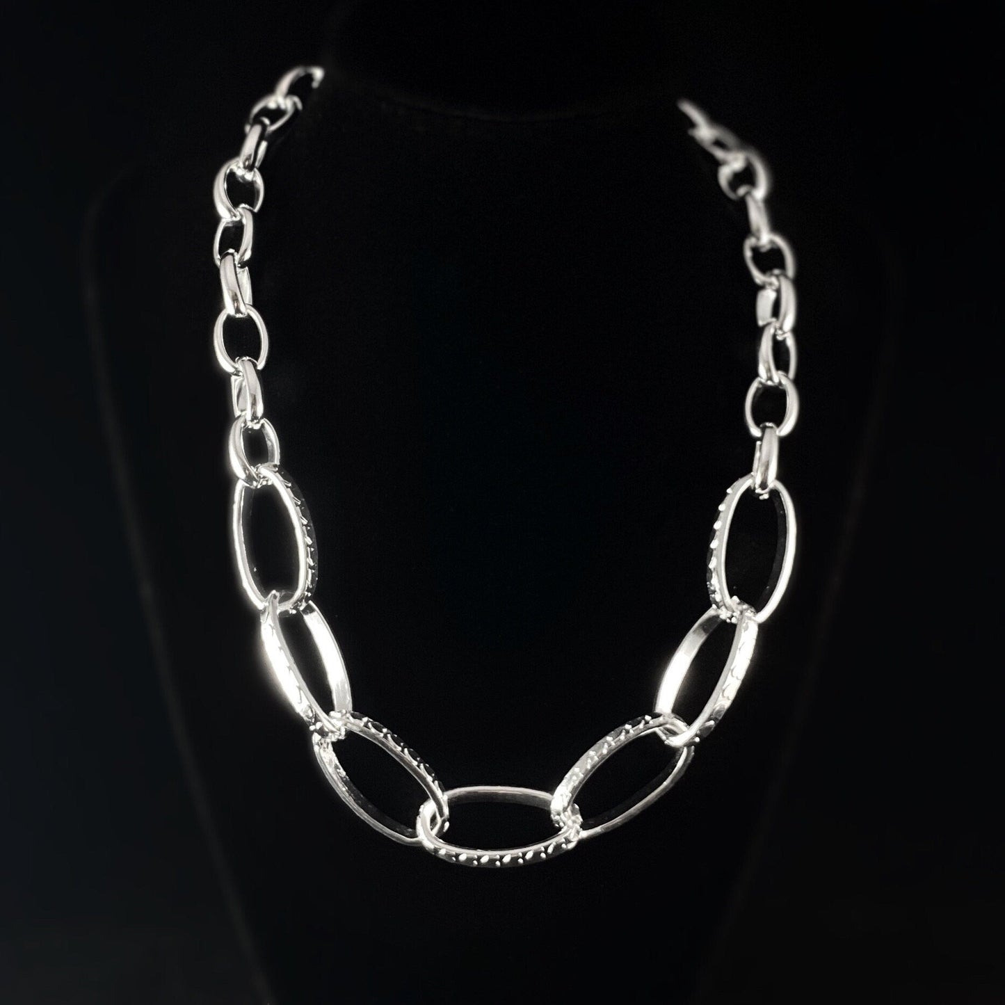 Chunky Silver Chain Necklace with Tiny Heart Detailing - Handmade Nickel Free Ulla Jewelry