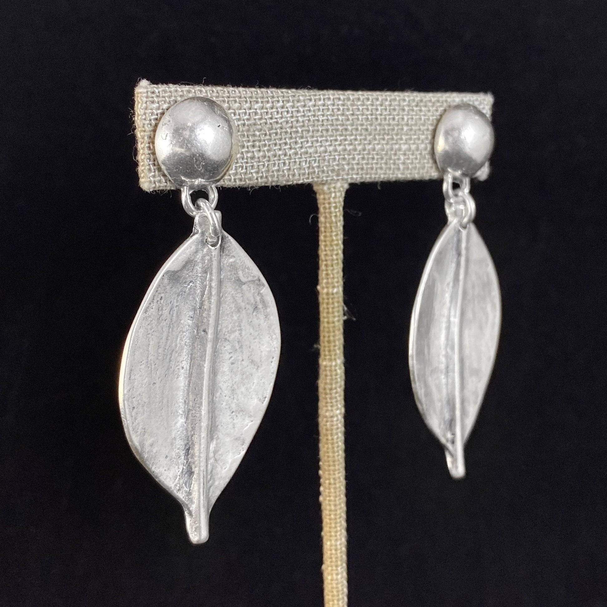 Chunky Silver Leaf Post Earrings - Handmade Nickel Free Ulla Jewelry
