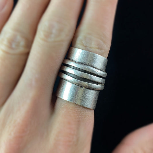 Chunky Silver Statement Ring, Handmade, Nickel Free