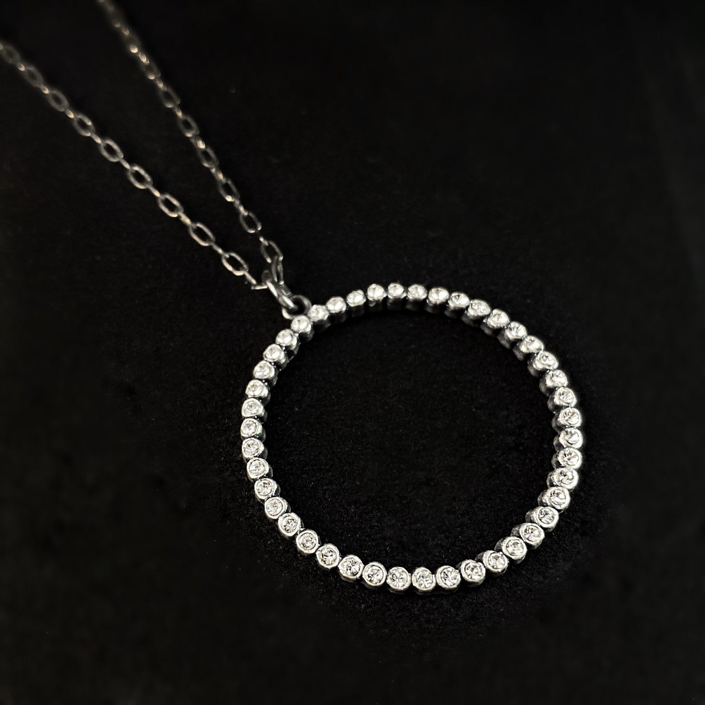 Circle Swarovski Crystal Pendant Necklace, Clear - La Vie Parisienne by Catherine Popesco