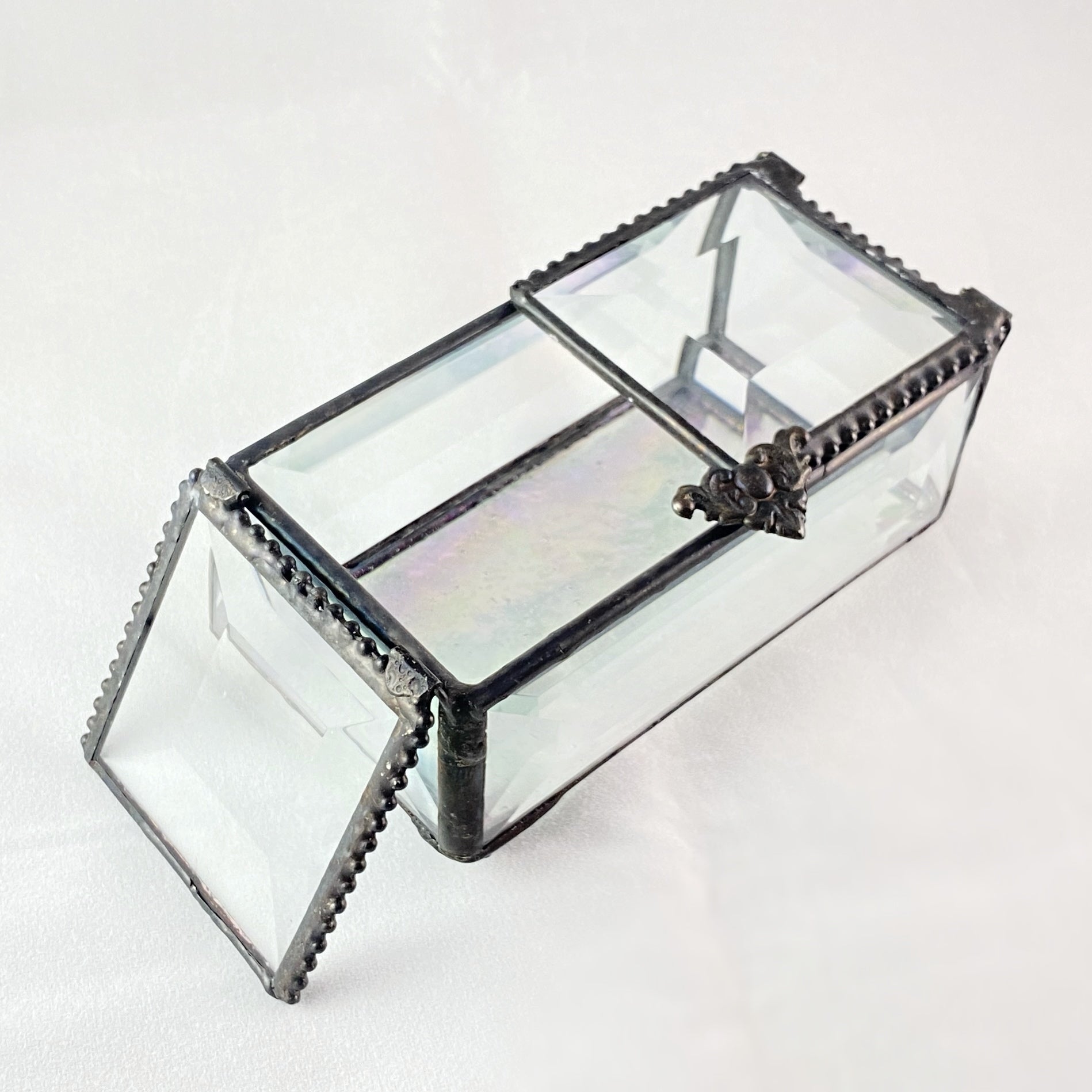 Clear Beveled Glass Decorative Keepsake Jewelry Box