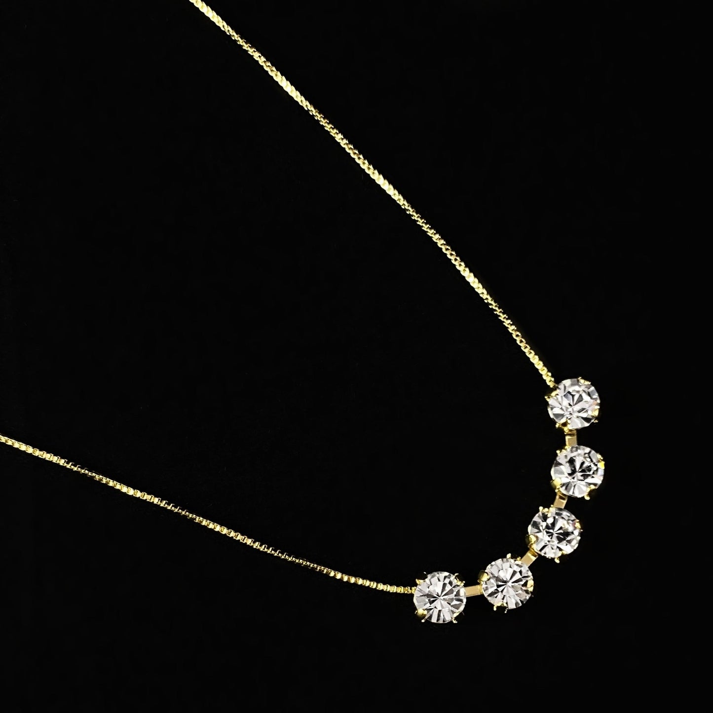 Clear Crystal Adjustable Gold Tennis Necklace Shaughna