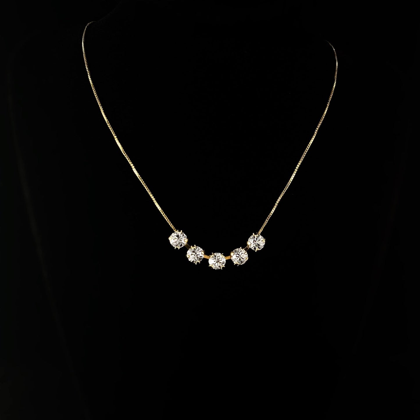 Clear Crystal Adjustable Gold Tennis Necklace Shaughna