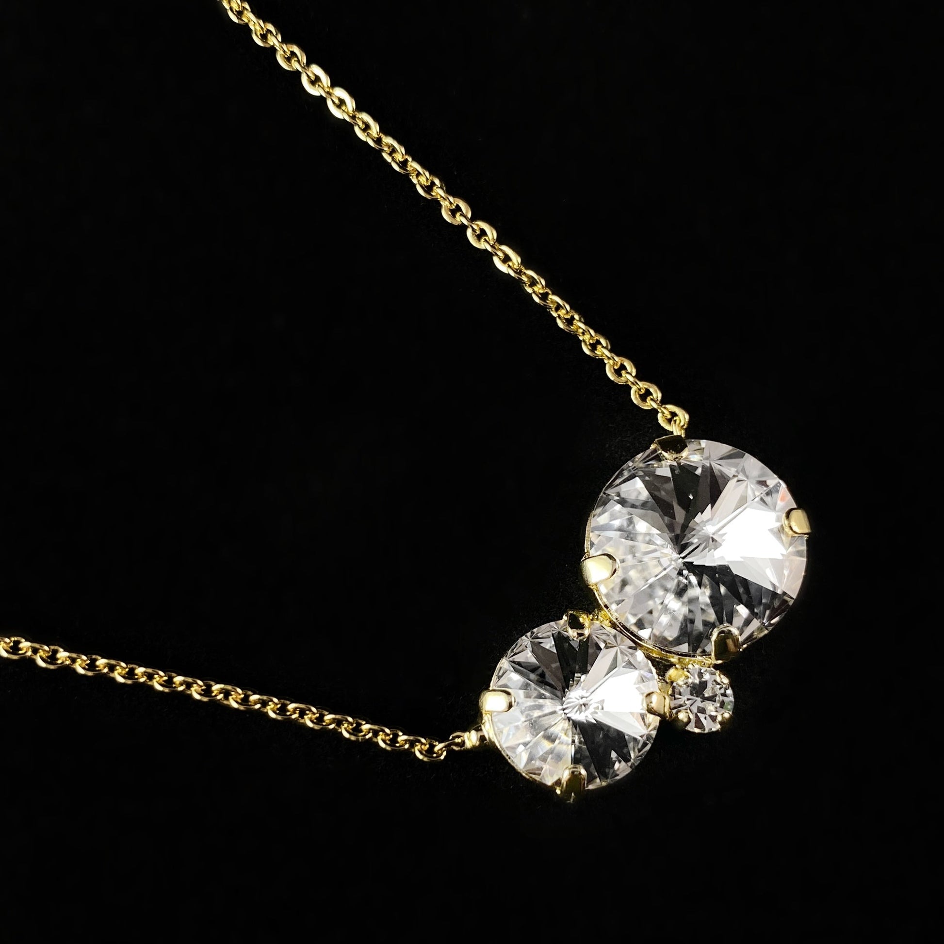 Clear Crystal Cluster Adjustable Gold Necklace Nadine -