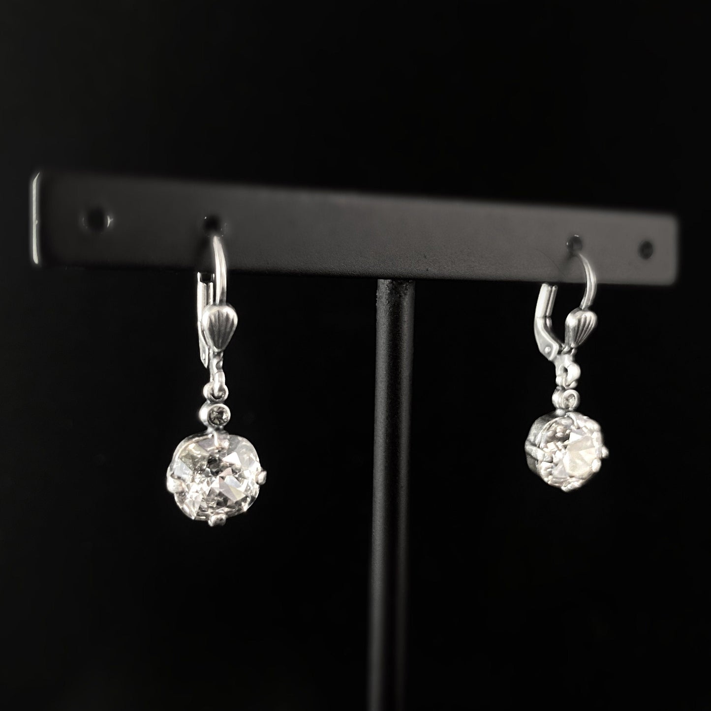 Clear Cushion Cut Swarovski Crystal Drop Earrings - La Vie Parisienne by Catherine Popesco