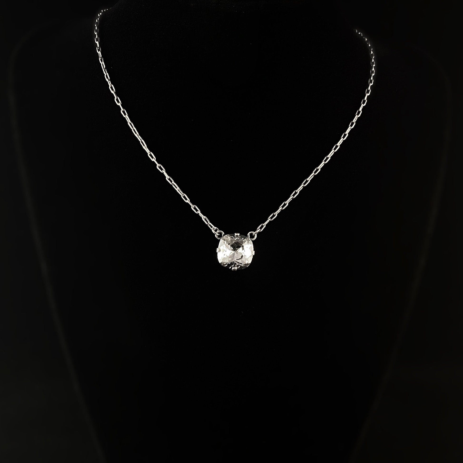 Clear Cushion Cut Swarovski Crystal Pendant Necklace - La Vie Parisienne by Catherine Popesco