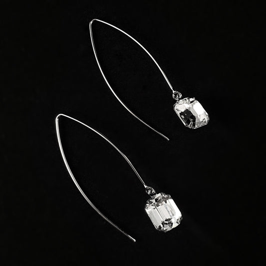 Clear Emerald Cut Crystal Dangle Earrings Emmy - Sorrelli -