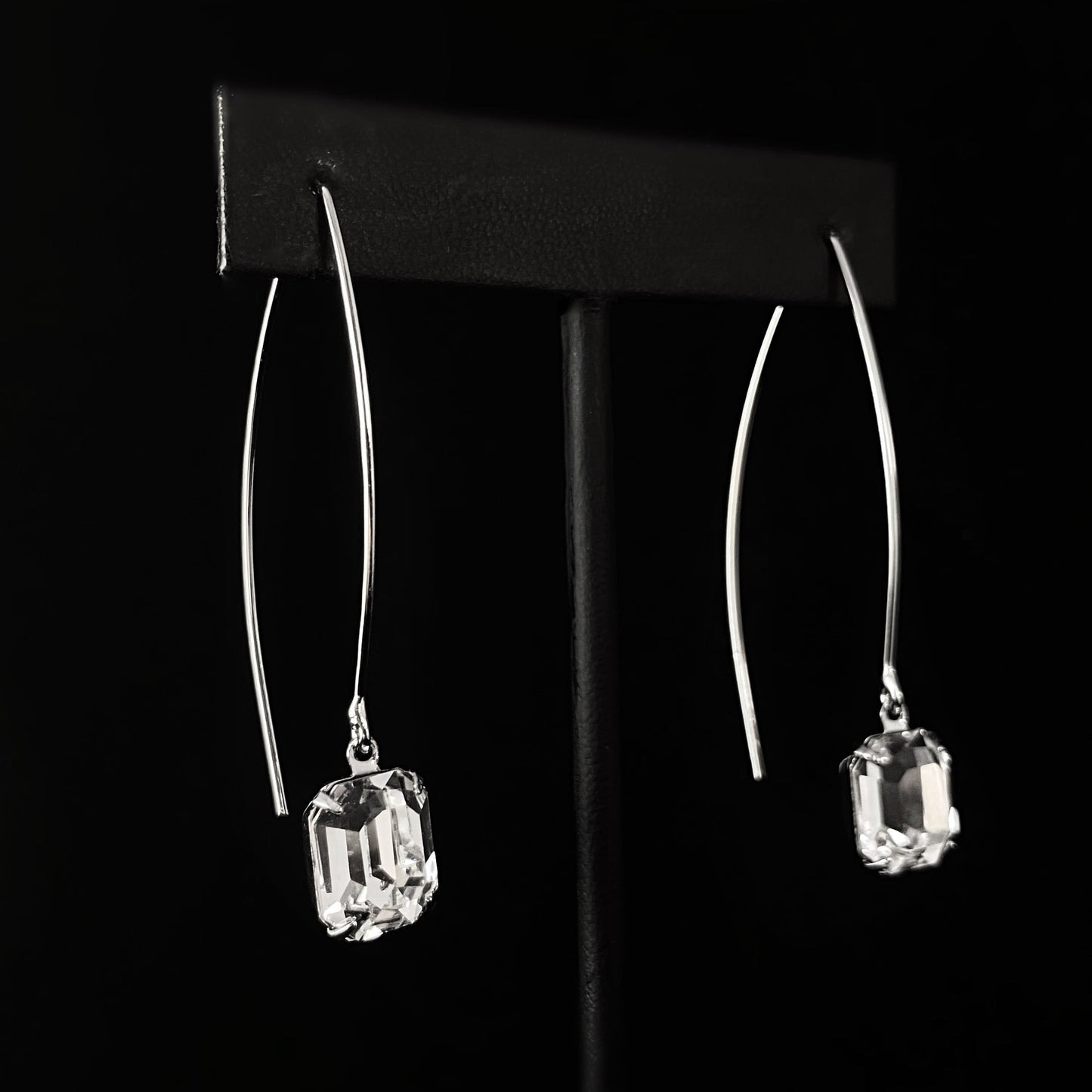 Clear Emerald Cut Crystal Dangle Earrings Emmy - Sorrelli -