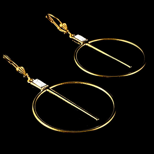 Clear Emerald Cut Swarovski Crystal Geo Circle Earrings - La Vie Parisienne by Catherine Popesco