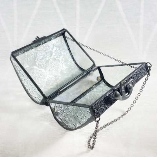 Clear Glass Decorative Keepsake Jewelry Box - Vintage