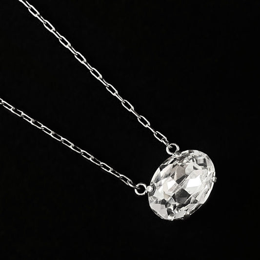Clear Oval Crystal Pendant Necklace - La Vie Parisienne by Catherine Popesco