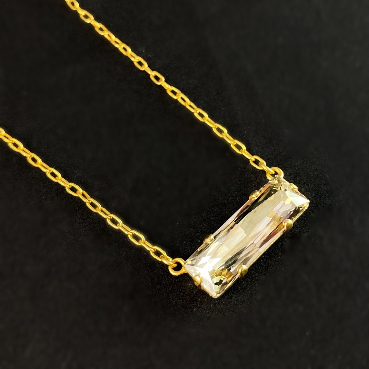 Clear Rectangle Cut Swarovski Crystal Pendant Necklace - La Vie Parisienne by Catherine Popesco