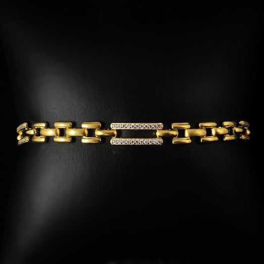Clear Rhinestones Swarovski Crystal Accent Links Gold Chain Bracelet, - La Vie Parisienne by Catherine Popesco