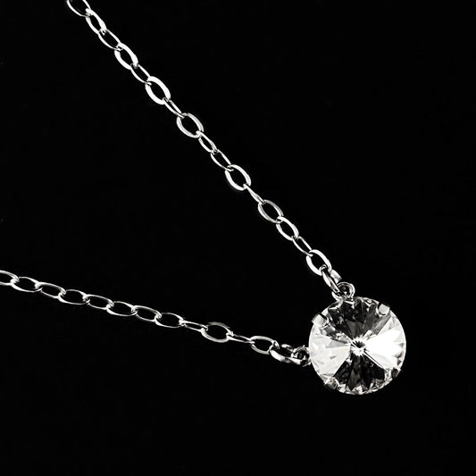 Clear Sparkle Swarovski Crystal Silver Chain Necklace - VBC