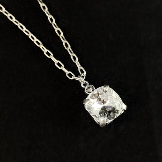Clear Square Cut Swarovski Crystal Pendant Necklace - La Vie Parisienne by Catherine Popesco
