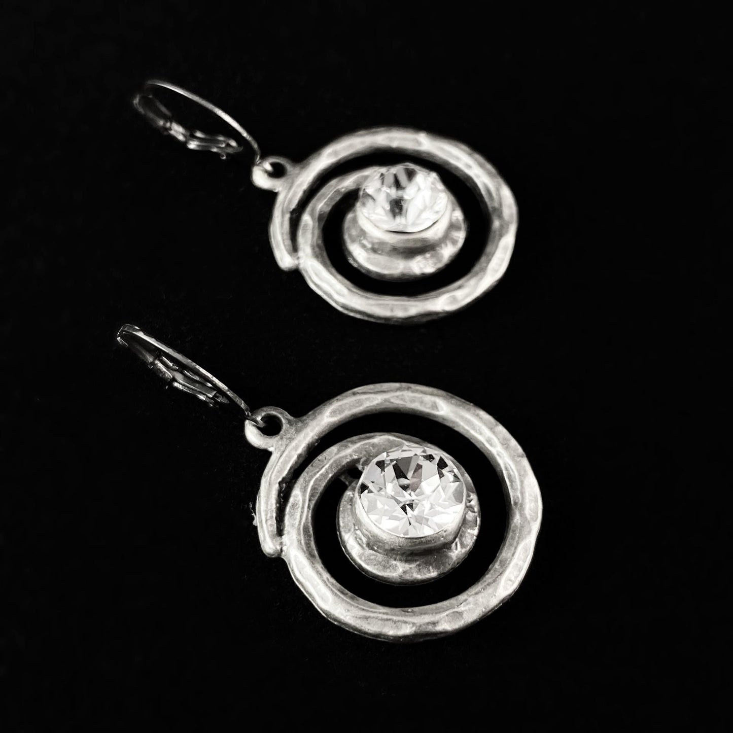 Clear Swarovski Crystal Silver Swirl Earrings - VBC