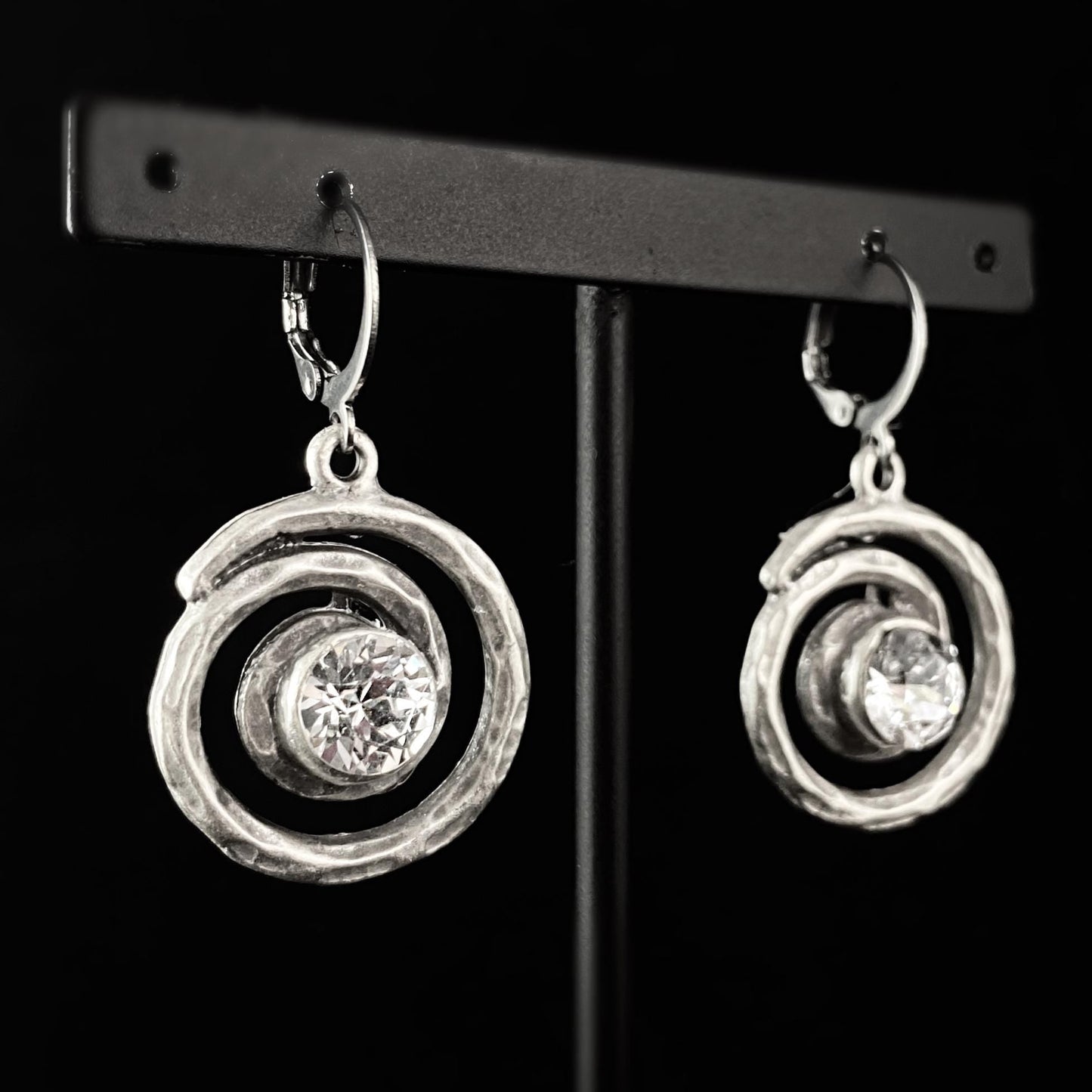 Clear Swarovski Crystal Silver Swirl Earrings - VBC