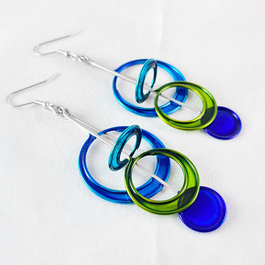 Colorful Resin Dipped Kinetic Earrings, Handmade in USA