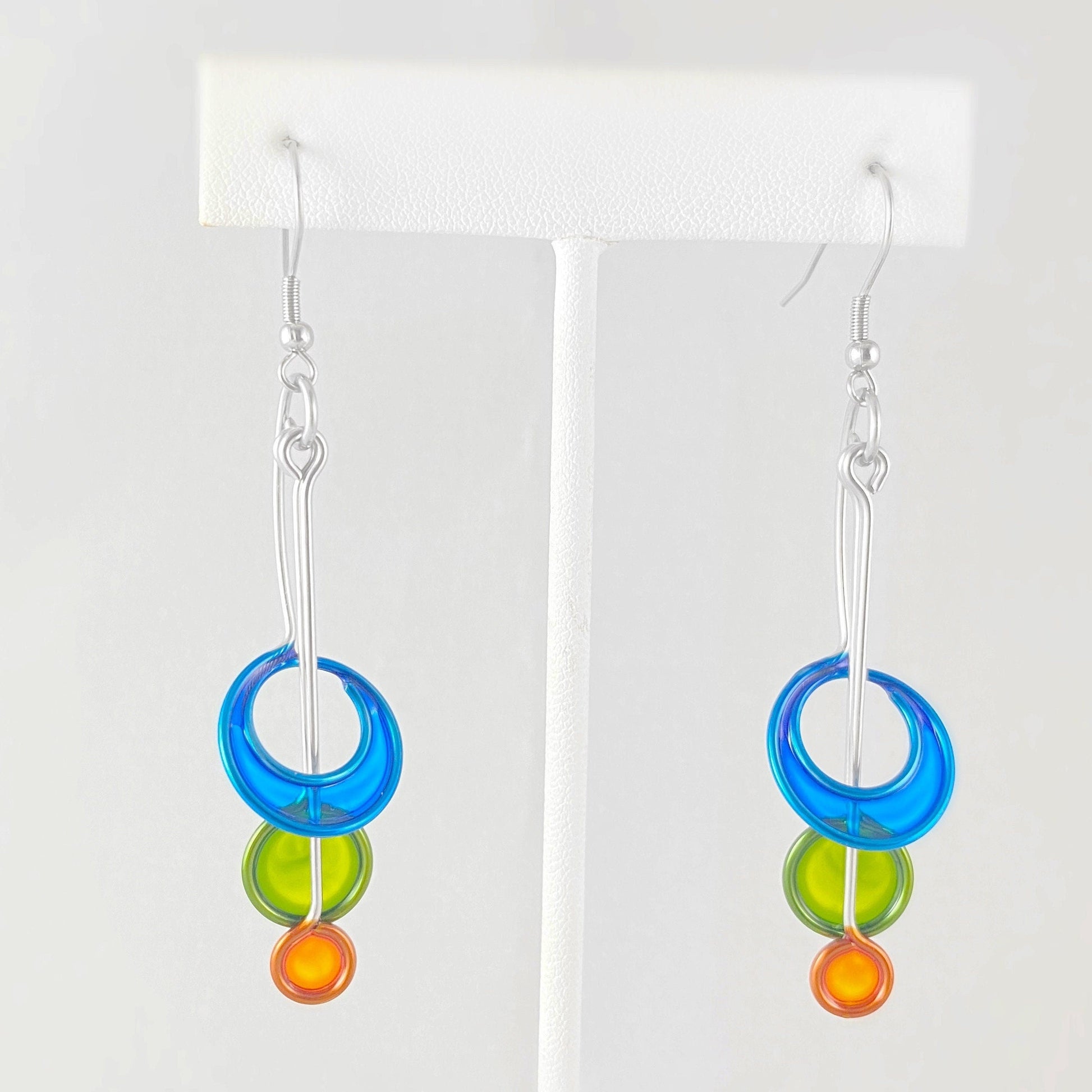 Colorful Resin Dipped Kinetic Earrings, Handmade in USA
