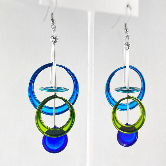 Colorful Resin Dipped Kinetic Earrings, Handmade in USA