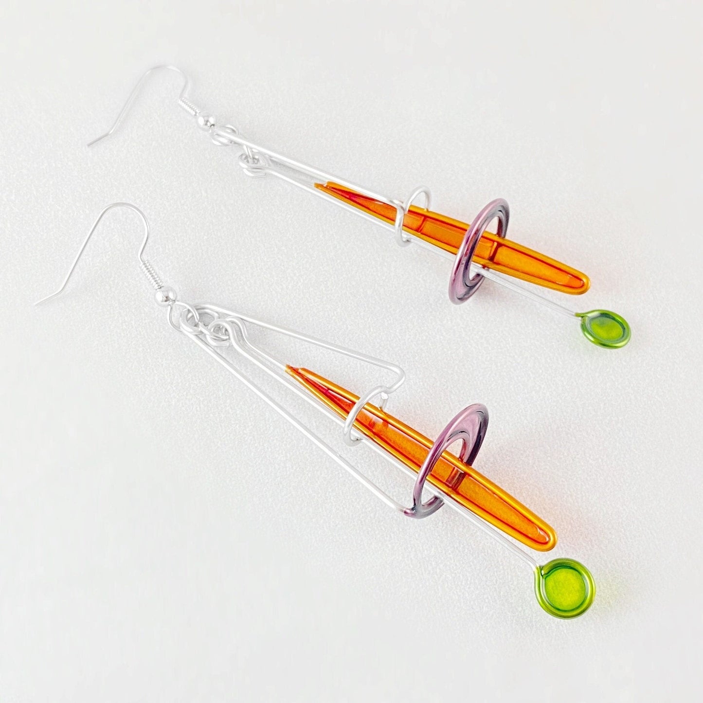 Colorful Resin Dipped Kinetic Earrings, Handmade in USA