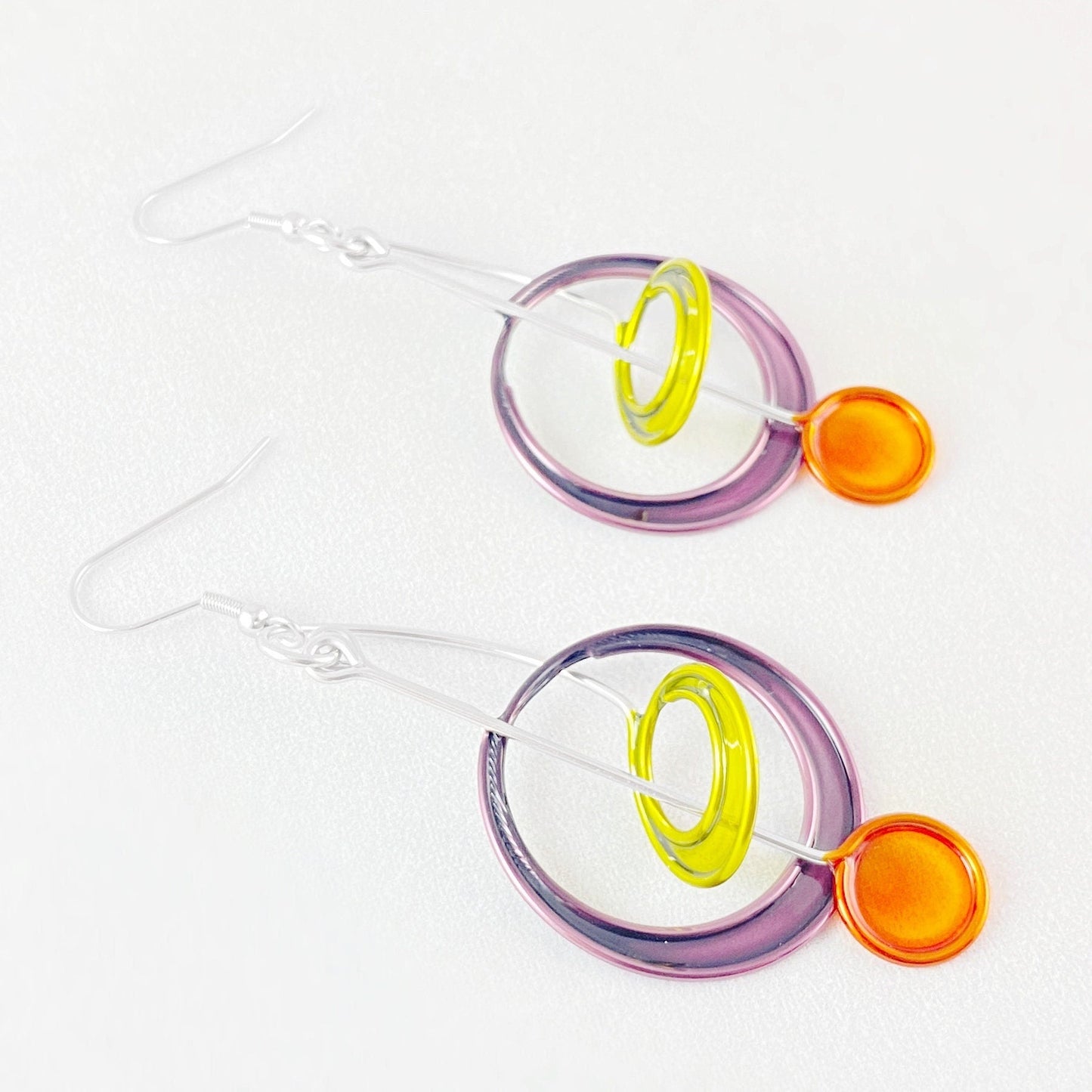 Colorful Resin Dipped Kinetic Earrings, Handmade in USA