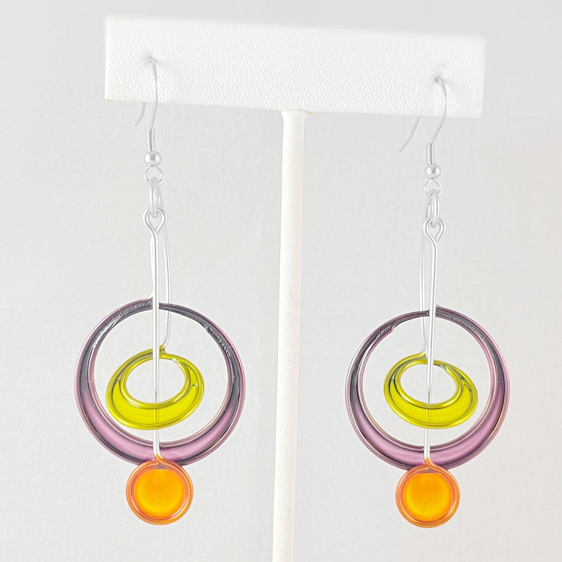 Colorful Resin Dipped Kinetic Earrings, Handmade in USA