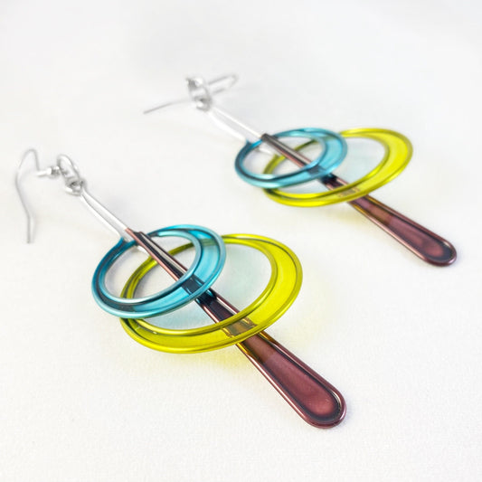 Colorful Resin Dipped Kinetic Earrings, Handmade in USA