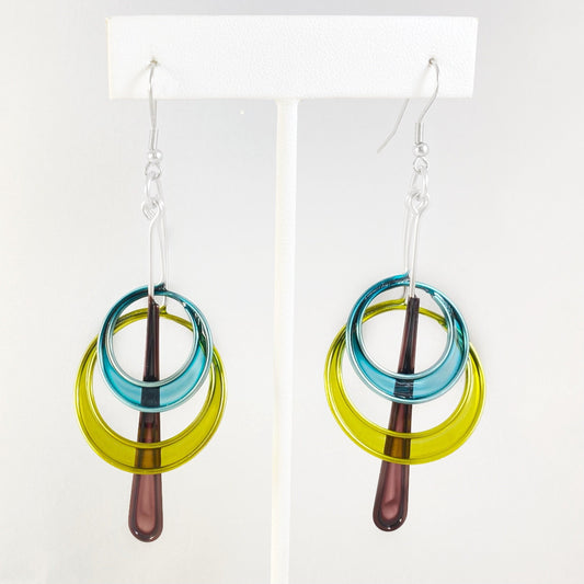 Colorful Resin Dipped Kinetic Earrings, Handmade in USA