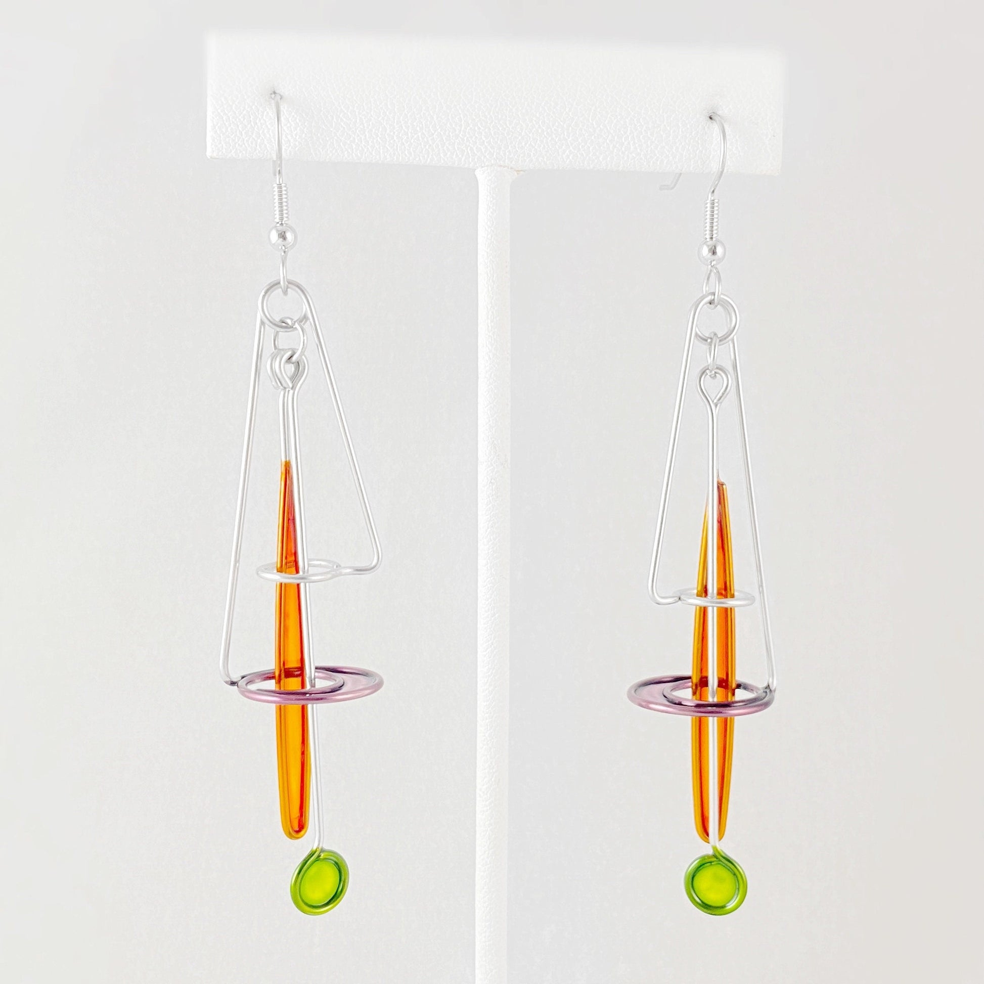 Colorful Resin Dipped Kinetic Earrings, Handmade in USA