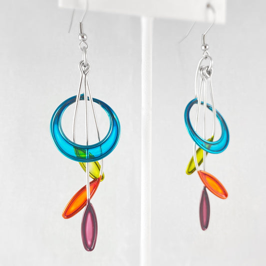 Colorful Resin Dipped Kinetic Earrings, Handmade in USA