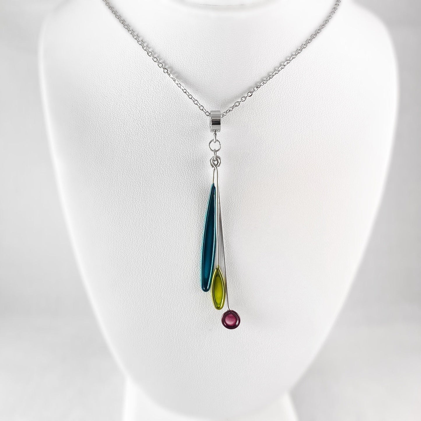 Colorful Resin Dipped Kinetic Necklace, Handmade in USA