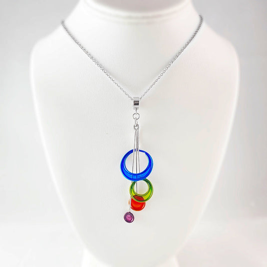 Colorful Resin Dipped Kinetic Necklace, Handmade in USA