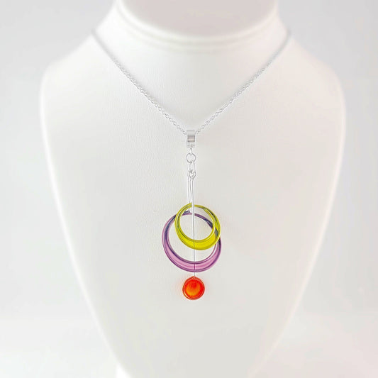 Colorful Resin Dipped Kinetic Necklace, Handmade in USA