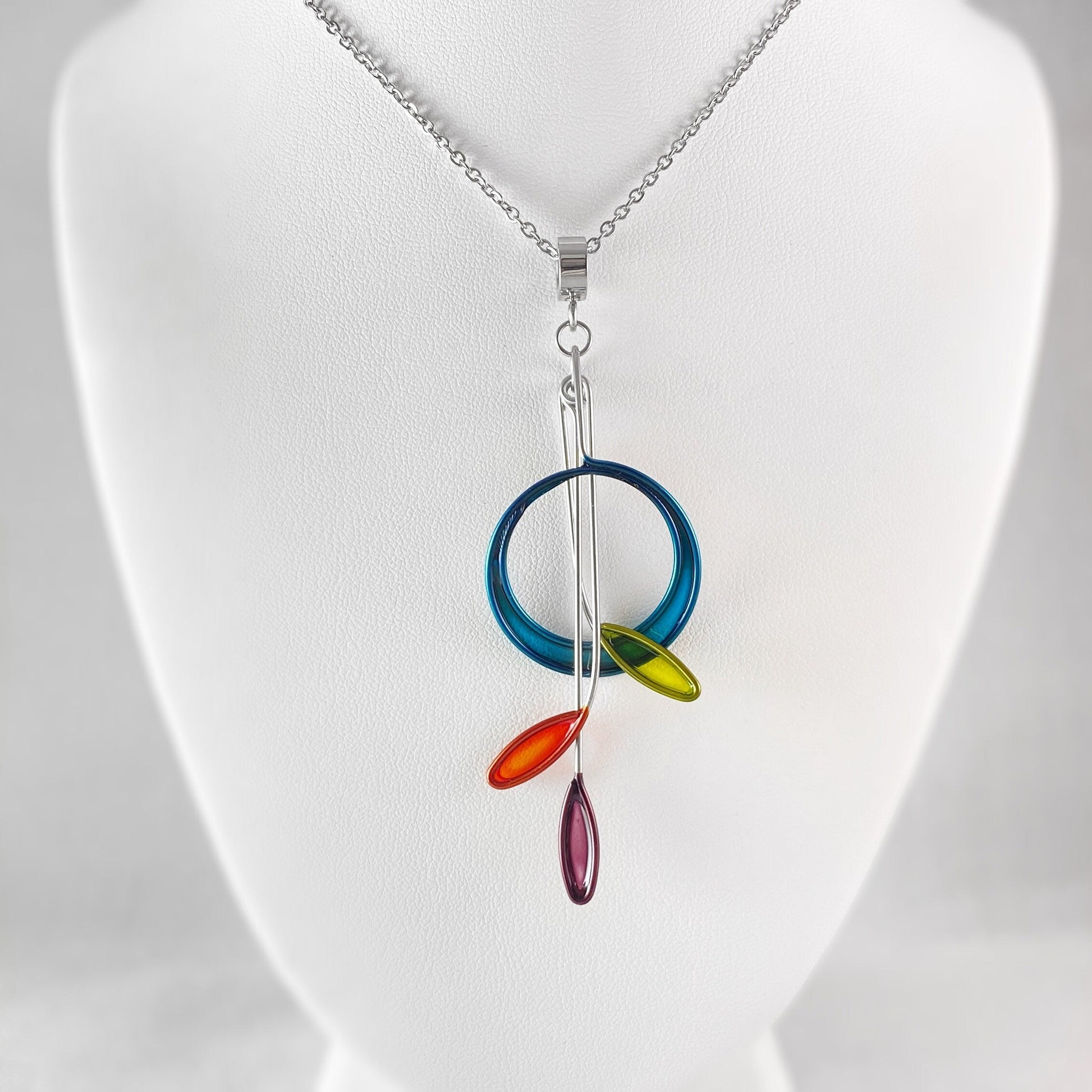 Colorful Resin Dipped Kinetic Necklace, Handmade in USA