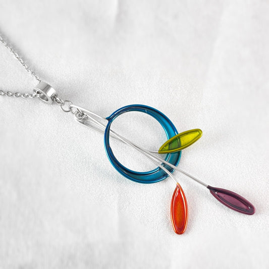 Colorful Resin Dipped Kinetic Necklace, Handmade in USA